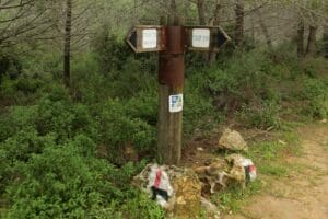 Continue straight onto red when you hit this sign. Har Giora hike.