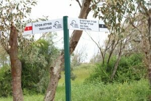 Follow the red trail. Hof HaSharon Reserve hike.